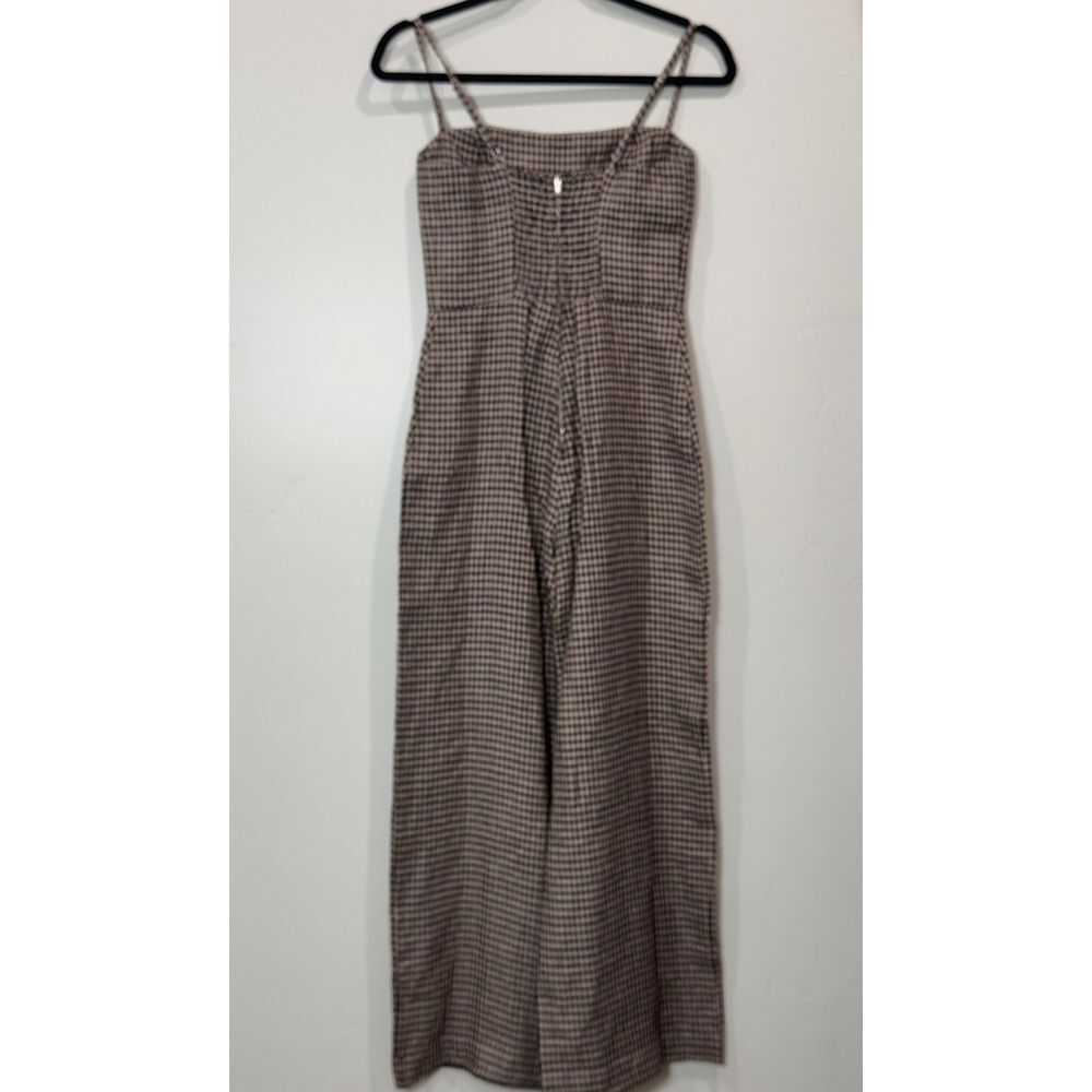 Reformation Overland Linen Jumpsuit In Tartine Check (Brown/Tan Checkered) Sz. 2 - Picture 5 of 15